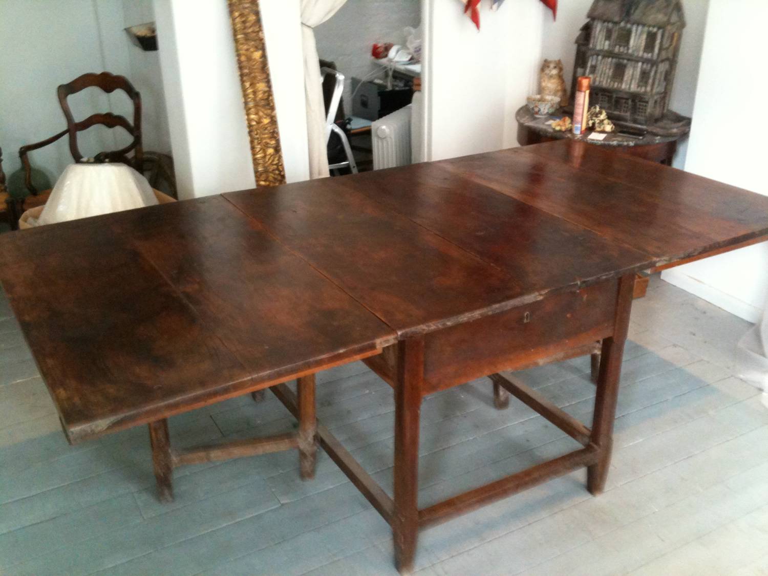 French 19th Large Drop Leaf Dining Table In From M